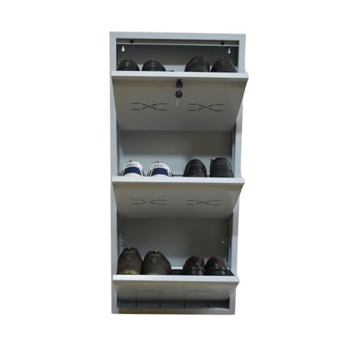Image of I Metal Shoe Rack I Slim and Wall Mounted I 3 Shelve (Ivory Colour) I Coad LC 2S-03 IV I Height 43 Inches, Width 20 Inches, Depth 5.5 InchesI 3 Years Warranty.