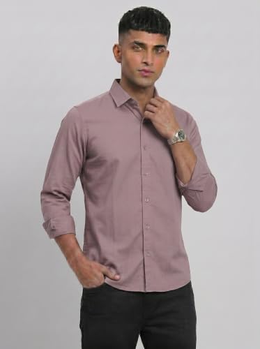 Image of DOXIC Men's Cotton Shirt with Spread Collar Neck Full Sleeves Classic Style Solid Pattern Regular Fit and Standard Length | Formal & Casual Wear Shirts