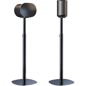 Speaker Stands for Sonos Era-100 & Era-300 - Height Adjustable Floor Stands 29.1''–39'', Dual-Mount Base for Space-Saving Placement, Concealed Cable Management, 11 lbs Max Load, 1 Pair, Black