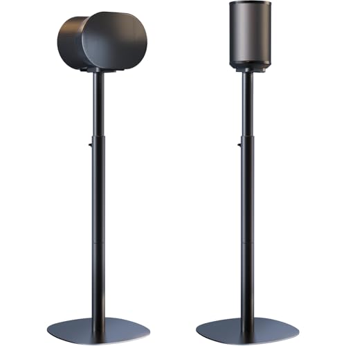 Speaker Stands for Sonos Era-100 & Era-300 - Height Adjustable Floor Stands 29.1''–39'', Dual-Mount Base for Space-Saving Placement, Concealed Cable Management, 11 lbs Max Load, 1 Pair, Black