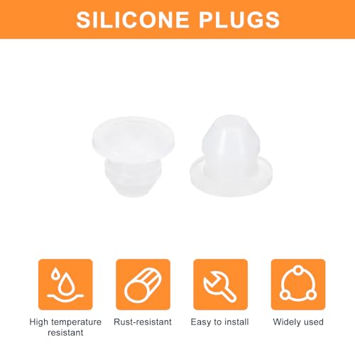 Image of uxcell 28Pcs Silicone Plugs, Rubber Round Snap in Locking Hole Plugs for 4.5mm Hole, Hole Stoppers Waterproof Hole Plug for Metal Tube, Furniture End Caps Inserts, Translucent