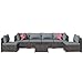 Tradare 7 Piece Patio Furniture Set, Outdoor Wicker Patio Sofa Set, PE Rattan Sectional Couch with Glass Table and Grey Cushions, All-Weather 7 Piece Outdoor Patio Furniture Sets, Brown
