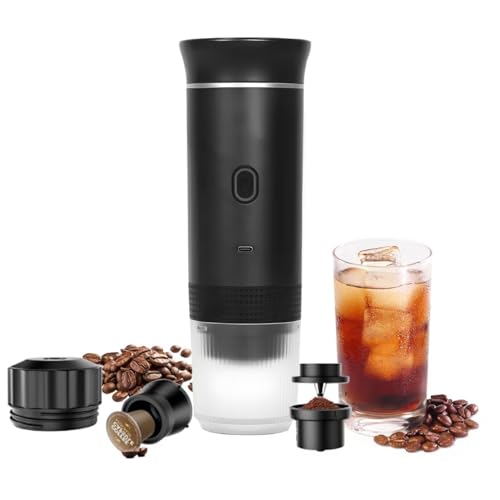 Image of 3-in-1 Portable Coffee Maker, Self-Heating Espresso Machine, USB Rechargeable Travel Coffee Maker, Compact for Office, Travel, Camping - Black
