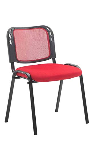 CLP Chaise Visiteur Michelle, Rembourrée avec Revêtement à Maille, Empilable, Chaise de Conférence, Piètement en Acier Stable, Charge Max 115 kg, 12 Couleurs au Choix: Rouge