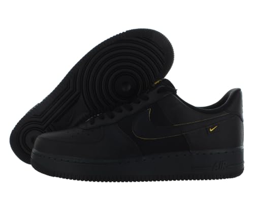 Image of Nike Air Force 1 '07 Leather Unisex Shoes Size 12, Color: Core Black /University Gold /Black