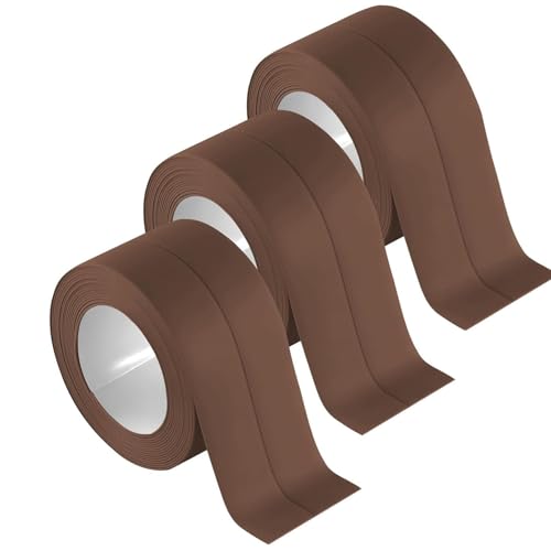 Image of 3 Rolls Self-Adhesive Caulk Tape - Waterproof Peel and Stick Sealing Strip (1.5 inchx10.5 Ft, Brown) for Bathtub, Shower, Sink, Toilet Edge Protector & Kitchen Countertop - No Mess Alternative to Caulking