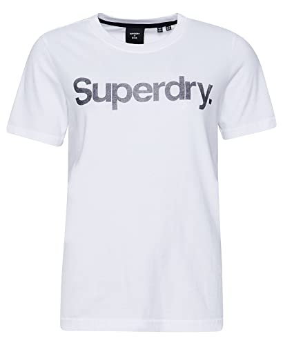 Superdry T-Shirt pour Femme CL Tee, Blanc Brillant, S