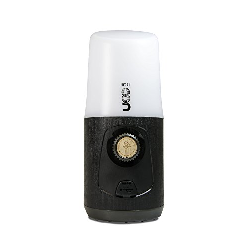 UCO Madrona Plus 300 Lumen Hang-Out Tabletop Lantern with Rechargeable Li-ion Battery, Infinity Dial Variable Brightness, and Quick Connect Magnetic Hanging System, Black
