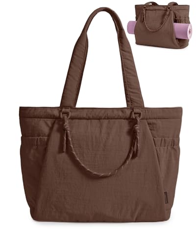 BAGSMART Yoga Tote Bag for Women with Knotted Handle, Lightweight Pilates Bag with Yoga Mat Holder, Gym Bag for Work Travel