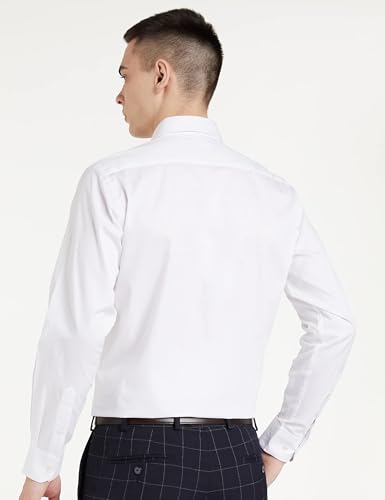 Image of Amazon Brand - Symbol Men's Solid Cotton Formal Shirt | Plain | Full Sleeve - Regular Fit (Available in Plus Size) (Black + White 46) (Combo Pack of 2)
