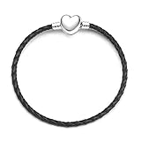JMQJewelry Halloween Black Leather Braided Wife Husband Fits Pandora for Beads Charms for Bracelets Grandma Granddaughter Son Daughter 18.8cm 7.4in