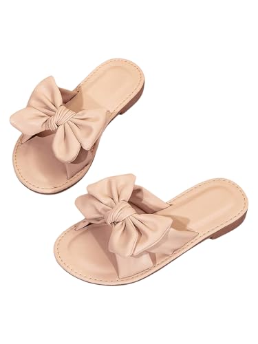 GORGLITTER Girl's Slip on Sandals Bow Sandals Round Open Toe Beach Sandals