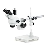 AmScope SM-3T Professional Trinocular Stereo Zoom Microscope, WH10x Eyepieces, 7X-45X Magnification, 0.7X-4.5X Zoom Objective, Ambient Lighting, Single-Arm Boom Stand