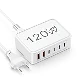Chargeur USB C Multiple 120W, Station de Charge Rapide 4 Ports USB‑C & 2 Ports USB‑A, Adap...