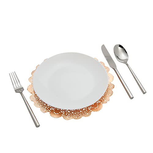 100 Pack Metallic Rose Gold Placemats, Round Paper Lace Doilies For Place Settings, Desserts, Formal Events (10 In) #TOP2