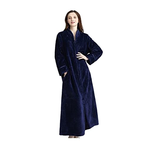 LYCICILI peignoir femme Chemise de nuit à glissière épaissie d'automne et d'hiver, chemise de nuit en flanelle, peignoir en velours épaissi for dames (Color : B, Size : XL) Cover