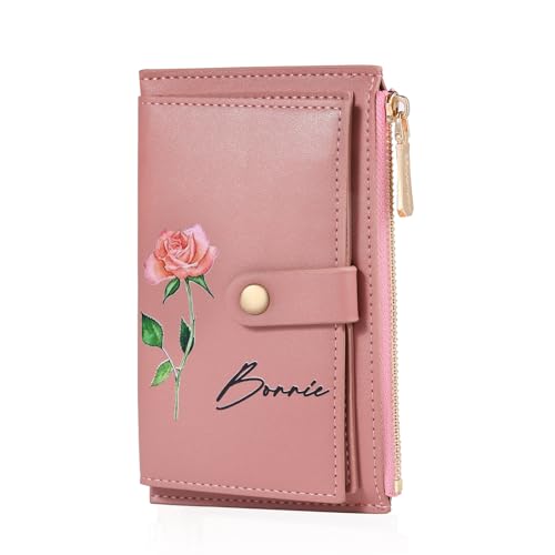 Personalized Wallet for Women Custom Photo Name Leather Wallet Gifts for Mom Grandma
