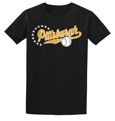 J2 Sport Pittsburg Baseball T-Shirt – Men & Women Short Sleeve T Shirt Tee Tshirt Black