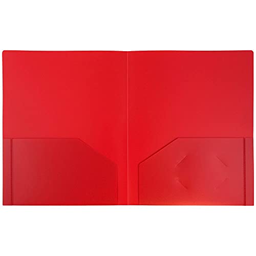 Jam Paper Heavy Duty Plastic 2 Pocket Extra Tough School Folders - Red - 6/Pack #TOP5