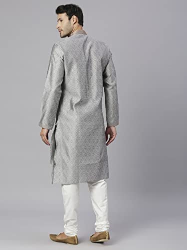Image of Rajubhai Hargovindas Men's Jacquard Work Kurta Set