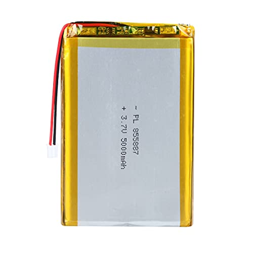 YTKavq 3.7V 5000mAh Battery 855887 Lithium Polymer Ion Rechargeable Li-ion Li-Po Battery with 2P PH 2.0mm Pitch Connector