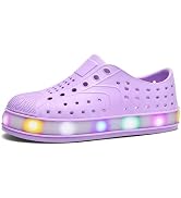 KALEKI Toddler Water Shoes,Kids Light Up Clogs,Closed-Toe Sandals,Lightweight Slip on Shoes,Non-S...