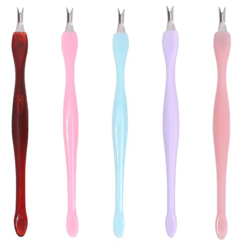 LOMSUXA 5 Pièces Cuticule à Ongles Fourches, Coupe Cuticule Ongle,Cuticules Trimmer Pusher, Double Tête Pousseurs Cuticulaires, Ciseaux Cuticule Ongle,Nail Art Fourche, pour Manucure, Pédicure