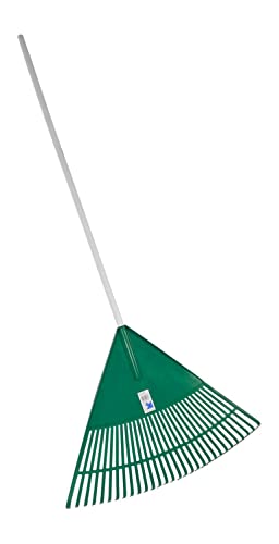 Jumbo Laubbesen Laubrechen Fächerbesen (grün) 30 Zinken mit Holzstiel Riesenrechen Rechen Cover