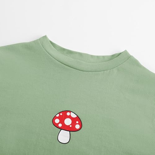 Image of Girl's Graphic Crop Top Summer Tee Drawstring Side Tie Knot Hem Round Neck Short Sleeve T-Shirts