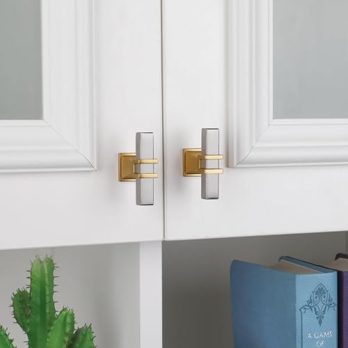 Lepatape 10 Pack Cabinet Knobs Brushed Nickel and Gold Dresser Drawer Knobs Silver and Gold Cabinet Knobs Kitchen Cabinet Hardware by Lepatape - Used condition - Image 3