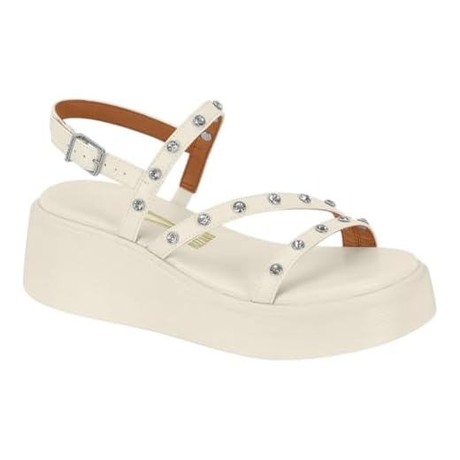 Vizzano, SANDÁLIA PAPETE FEMININA VIZZANO 6525.101 SOLADO PLATAFORMA 6 CM DE ALTURA Cor:Branco/Off;Tamanho:38