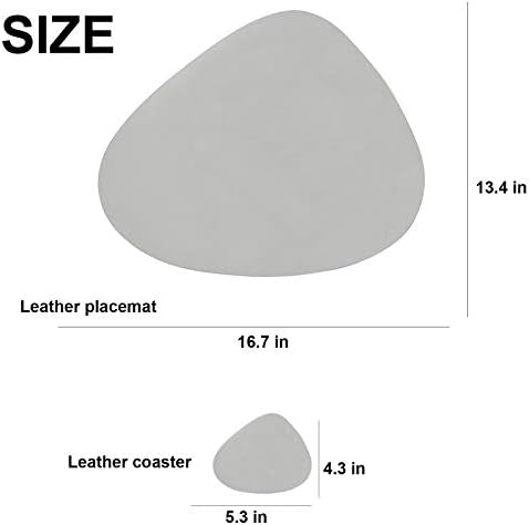 Oval Leather Place mats, Easy to Clean Non-slip Heat Resistant Dining Table Mats,Washable PU Place mats,Placemats and Coasters Sets of 4 (16.7inX13.4in). (red)