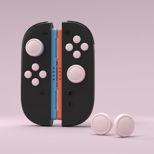 PlayVital Button Caps + Thumb Grip Set for Nintendo Switch 2, 2 Silicone Colorful ABXY Directional Button Covers & 2 Joystick Caps for Joycon - Pink - 1