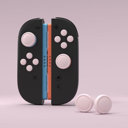 PlayVital Button Caps + Thumb Grip Set for Nintendo Switch 2, 2 Silicone Colorful ABXY Directional Button Covers & 2 Joystick Caps for Joycon - Pink