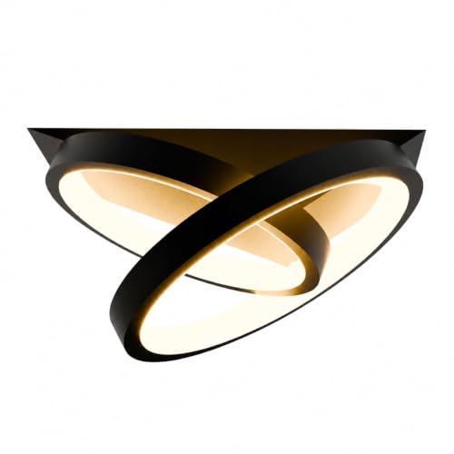 Image of 50W Round LED Ceiling Light, Modern Decorative Chandelier Ceiling Lamp, 3 Color Modes, Anti-Glare Eye Protection, High Brightness Indoor Lighting for Living Room, Bedroom, Hall, Black Round