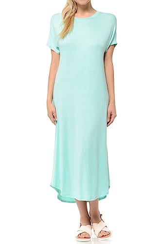 Image of iconic luxe Women's A Line Short Sleeve T Shirt Midi Dress Summer Casual