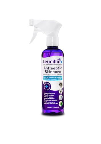 Leucillin Natural Antiseptic Spray - Antibacterial Antifungal Antiviral for Dogs Cats All Animals Itchy Skin Minor Wound Care and Skin Health | 250ml