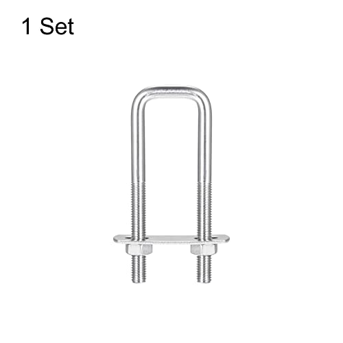 Image of uxcell Square U-Bolts, 27mm(1.06 inch) Inner Width 100mm Length M8 304 Stainless Steel U Clamp Bolt with Nuts and Plates, for Boat Trailer