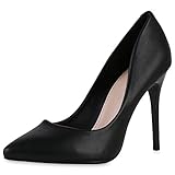 VAN HILL Damen Pumps High Heels Party Stiletto Spitze Lack Schuhe Kunstleder Abendschuhe Freizeit Partyschuhe 203608 Schwarz Lack 40