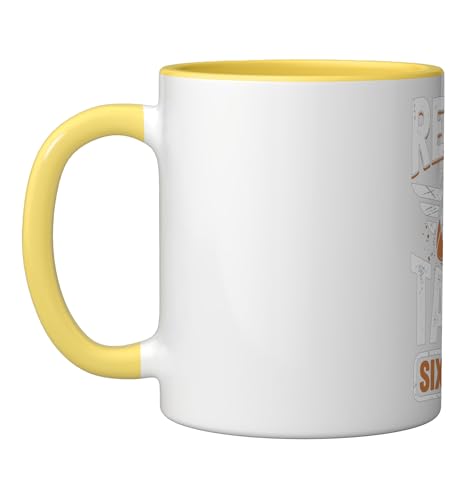 Ready to Tackle 6th Sixth Grade Back to School Football Tee Ceramic Mug, Yellow/White