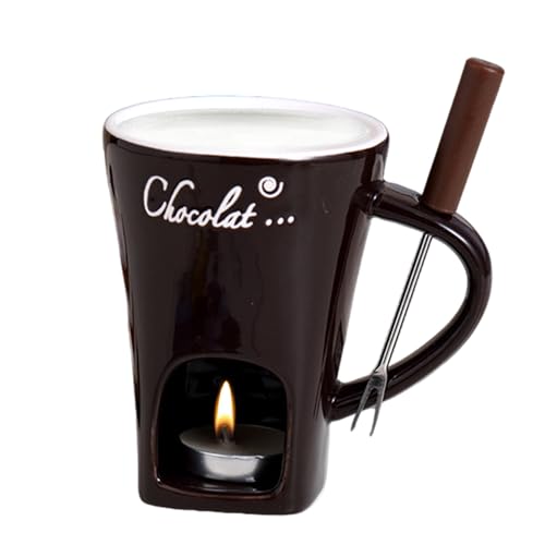 Set per fonduta di Candele da tè, Set di Tazze per fonduta di Cioccolato, Tazza per fonduta con Tazza Calda in Ceramica, Scaldaburro riscaldante per Tea Light per Caramelle e Caramello