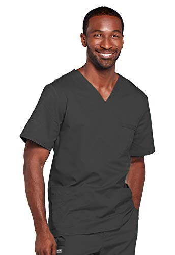 Image of Cherokee Scrubs for Men & Women V-Neck Scrub Top with 4 Pockets, Cotton Blend Soft Stretchy Easy Care Nursing Uniform - 4725