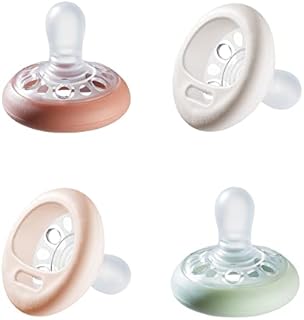 Tommee Tippee Breast-Like Soother, 0-6m, Pack of 4 Dummies, Skin-Like Texture, Symmetrical Orthodontic Design, BPA-Free