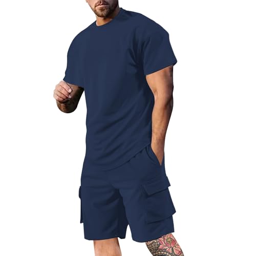 Survêtement de fitness doux homme, t-shirt respirant et short multipoches