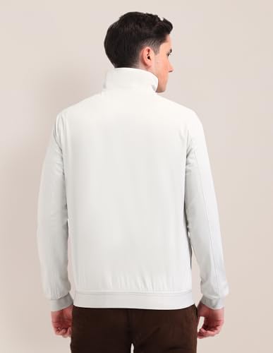 Image of U.S. POLO ASSN. Men's Grey Graphic Mock collar Long Sleeve Casual Polyester Regular Fit Jacket