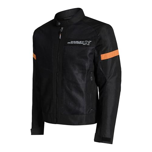 Image of HARLEY-DAVIDSON X UrbanX Edge Riding Jacket for Men | 100% Polyester with Breathable Mesh Lining | Protector Compartments for Elbow, Shoulder & Back | Comfortable & Stylish Motorcycle Jacket