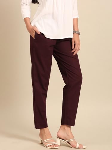 Image of TWIN BIRDS Women Cotton Straight Fit Pants | Ethnic Casual Daily Trousers