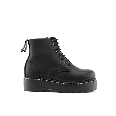 Grinders Unisex Black Chalie ACS Leather Ankle Casual Lace Up Boots