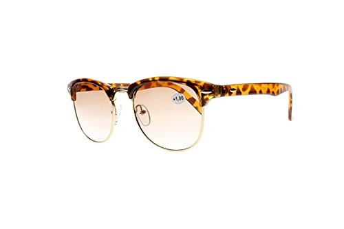 2 Pack Men Women Retro Oversized Square Half Frame Tinted Lens Reading Glasses UV400 Sunglasses3