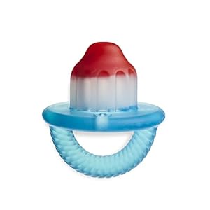 Itzy Ritzy Teensy Teether – Soothing Silicone Hollow Teether Features Flexible, Easy-to-Hold Handle, Hero Pop